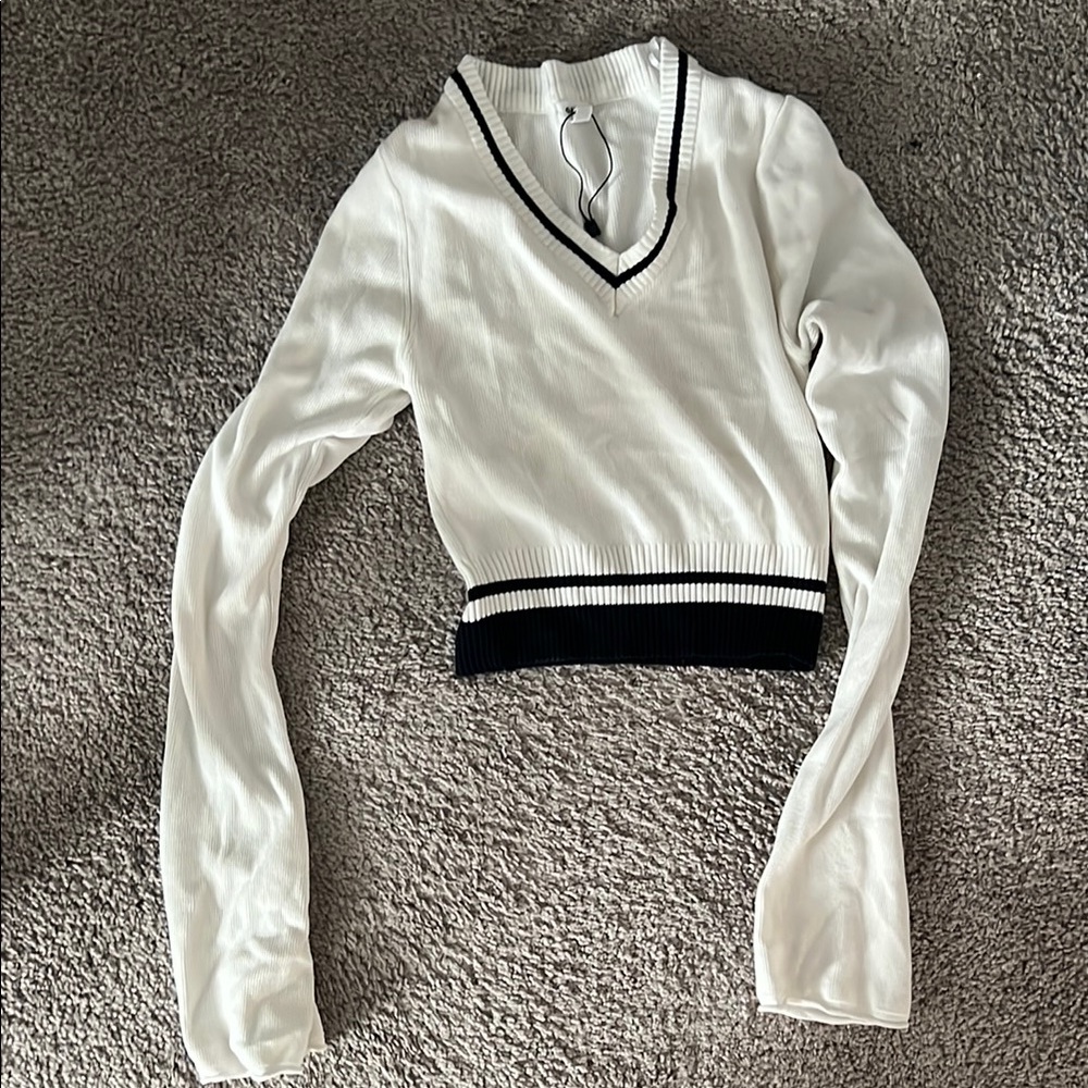 Garage V-Neck White and Black Women's Top